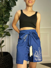 Load image into Gallery viewer, Coral in blue wrapped around shorts XS-M