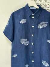 Load image into Gallery viewer, Jeepney polo navy blue denim linen
