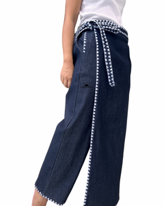 Veronica denim Garterized wrap pants