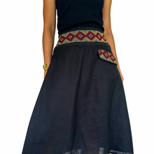Load image into Gallery viewer, Armie skirt in black with yellow langkit