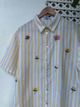 Load image into Gallery viewer, Bougainvillea yellow stripe polo