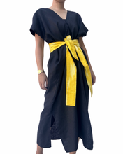Load image into Gallery viewer, Sinag dress in black with yellow T’nalak