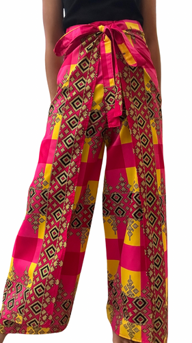 Pink batik wrapped around pants free size