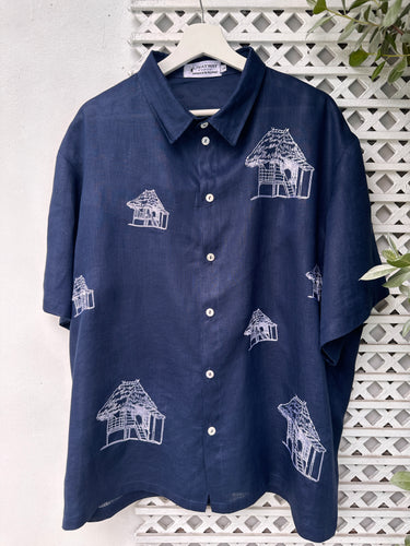 Bahay kubo polo navy blue