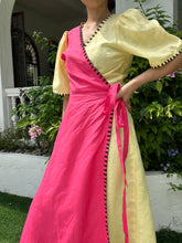 Load image into Gallery viewer, Pink yellow Wrap dress