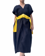 Load image into Gallery viewer, Sinag dress in black with yellow T’nalak