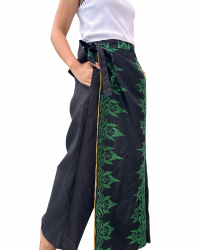 Inaul Garterized wrap pants green