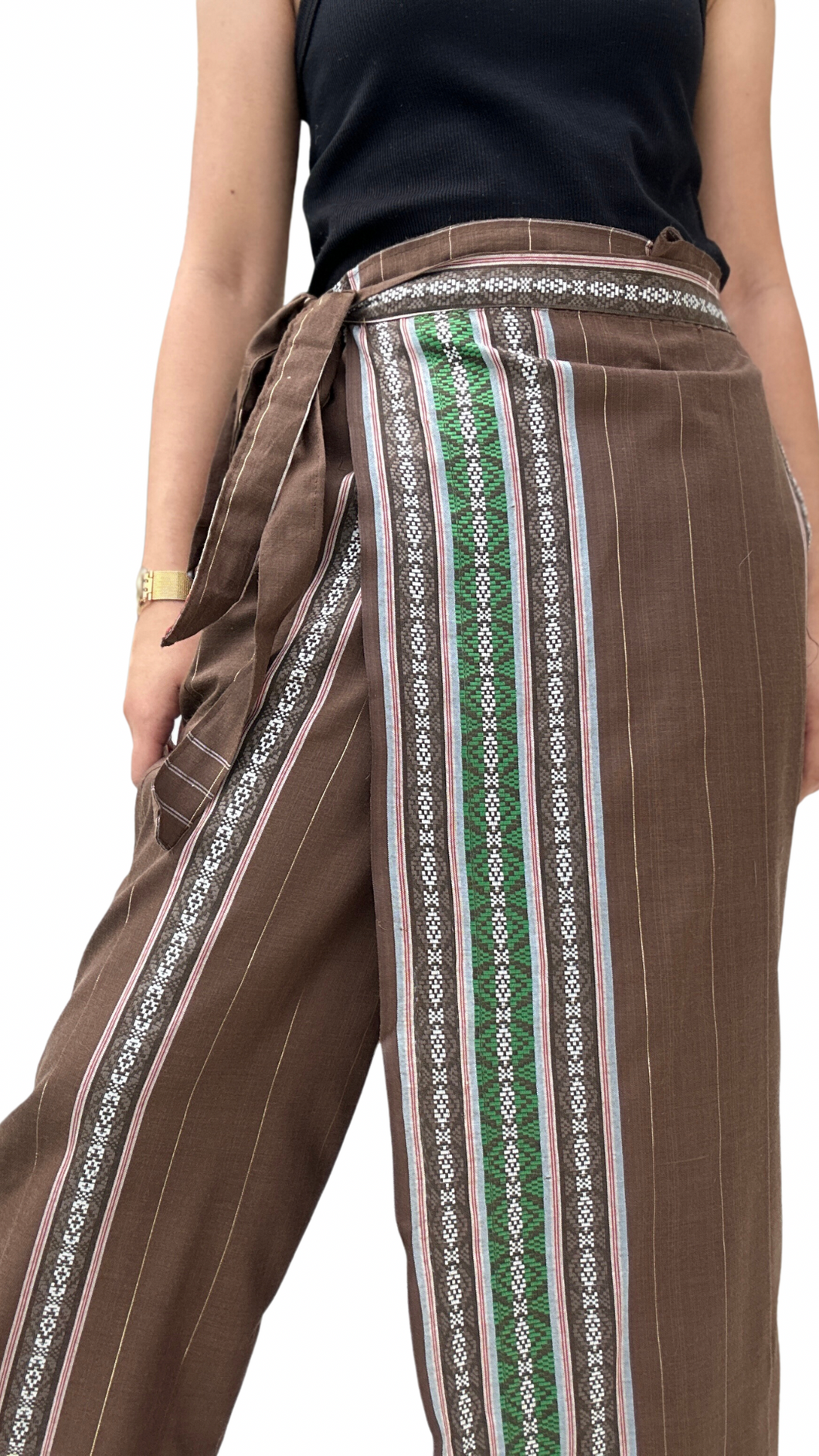 Solenn brown Garterized wrap pants