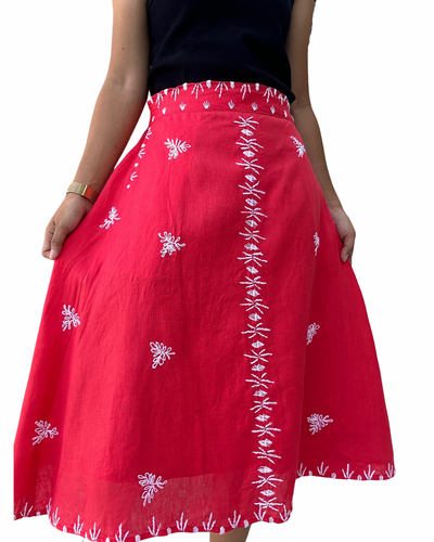 Mila Tweetums skirt in red orange