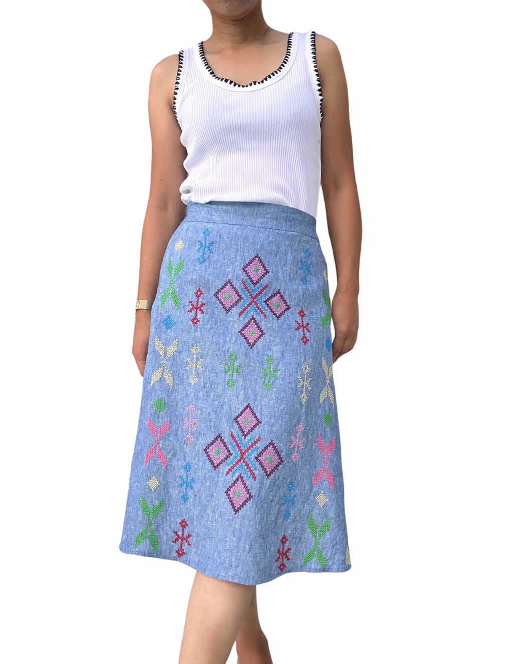 Denim linen  South cotabato skirt Size S