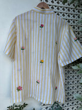 Load image into Gallery viewer, Bougainvillea yellow stripe polo