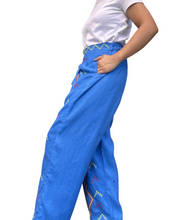 Load image into Gallery viewer, T’boli Garterized wrap pants blue 01