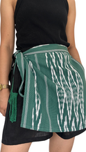 Load image into Gallery viewer, Ikat green Garterized wrap shorts