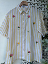 Load image into Gallery viewer, Bougainvillea yellow stripe polo