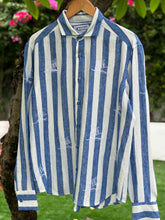 Charger l'image dans la galerie, Vinta stripe blue long sleeves polo