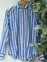 Charger l'image dans la galerie, Vinta stripe blue long sleeves polo