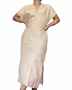 Sinag dress in creme binakol with pockets