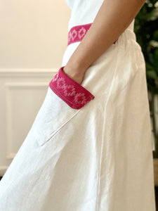 Armie skirt with pink langkit in white