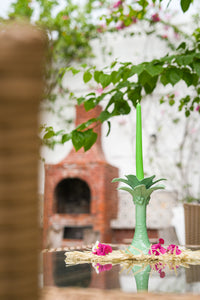Coconut candlestick in green