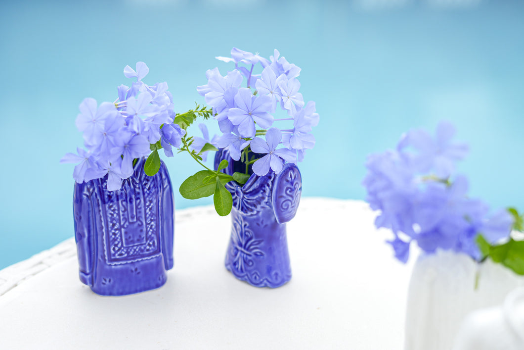 Mini barong and filipiniana vase blue