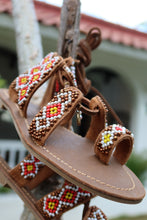 Load image into Gallery viewer, Beaded Sandals with red and yellow beads