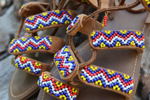 Beaded Sandals with colorful beads