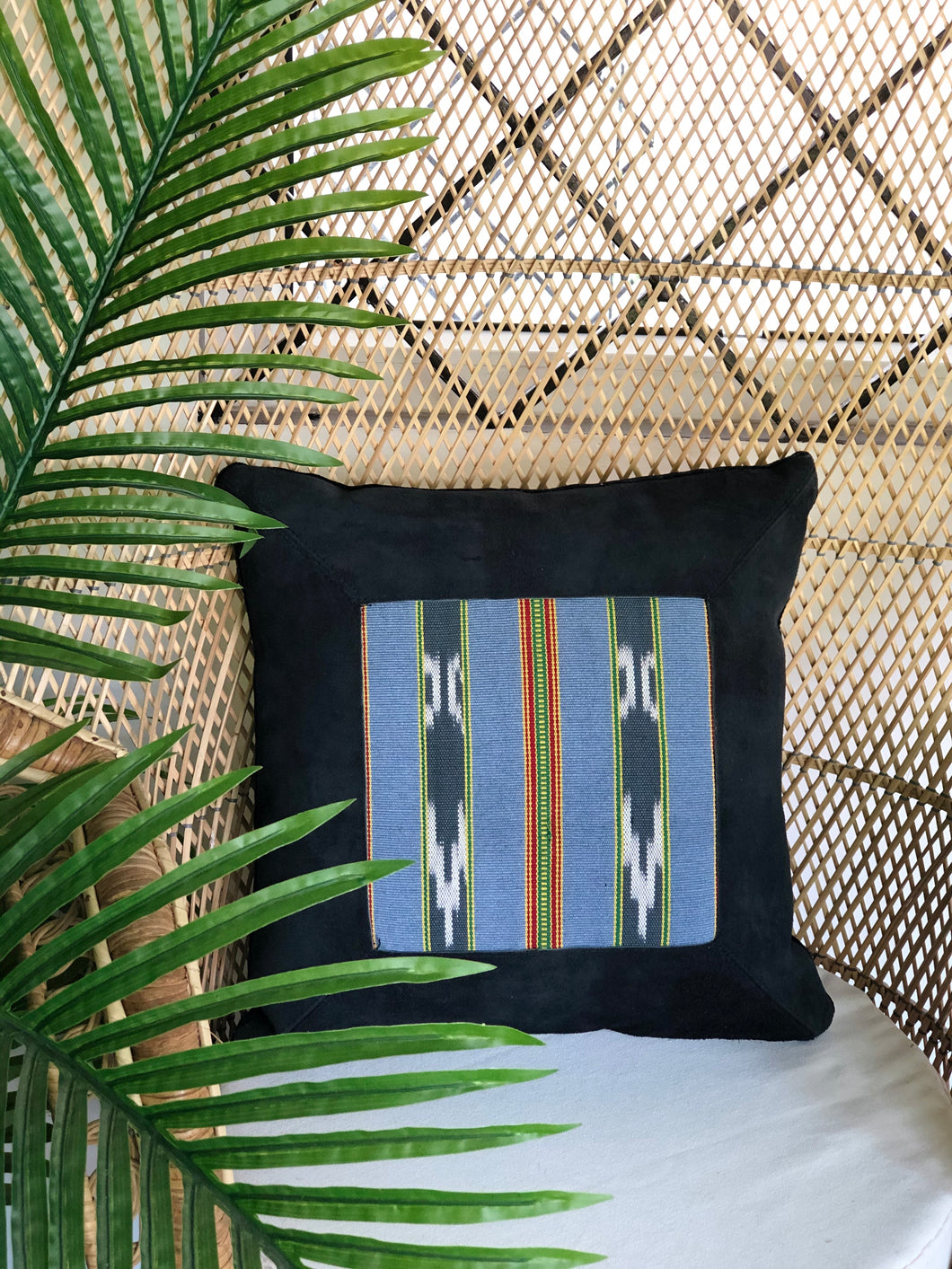 Malo, black and blue textile pillow