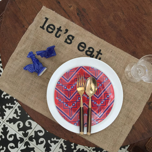 Let's eat placemat, set of 6 pieces.