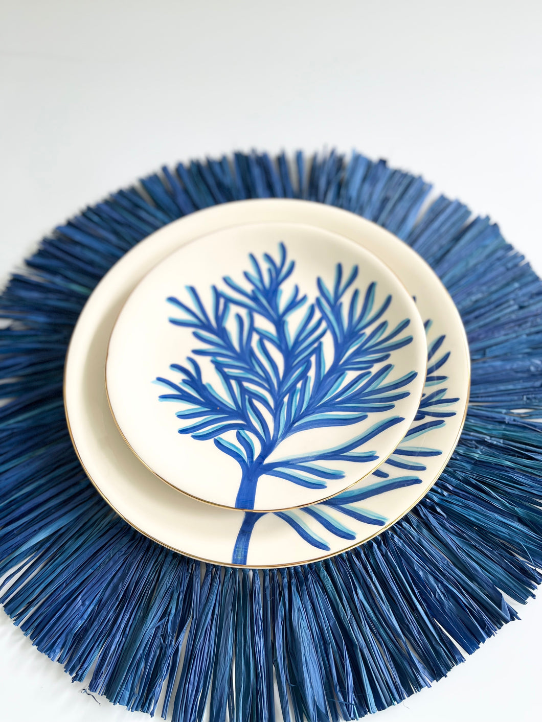 Blue coral dessert plates