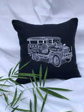 Load image into Gallery viewer, Jeepney embroidered pillowcase in navy blue