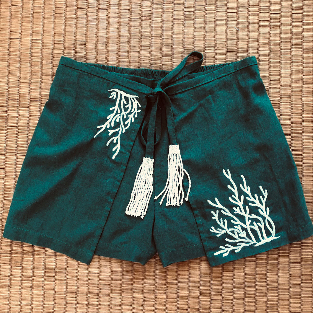 Green coral shorts