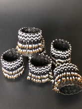 Load image into Gallery viewer, Beaded banig napkin rings in black