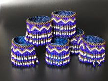 Load image into Gallery viewer, Beaded banig napkin rings in blue