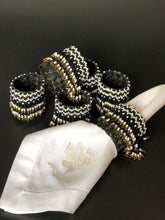 Load image into Gallery viewer, Beaded banig napkin rings in black