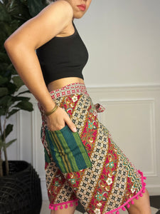 Bulaklak  wrapped around shorts with pompoms and beads M-XL