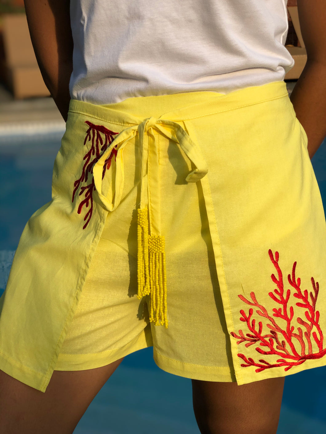 Yellow coral shorts
