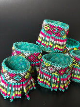 Load image into Gallery viewer, Beaded banig napkin rings in green