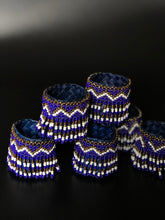 Load image into Gallery viewer, Beaded banig napkin rings in blue