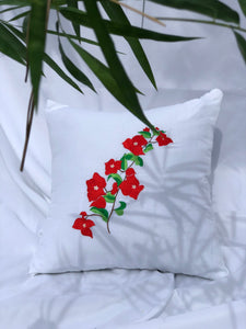 Bougainvillea embroidered pillowcase in white